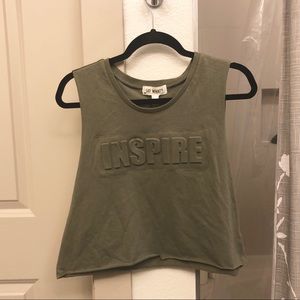 Say What? Inspire Embossed Green Crop Muscle Tank